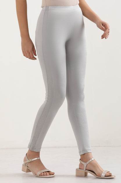 Silver Printed Poly Lycra Tights For Women