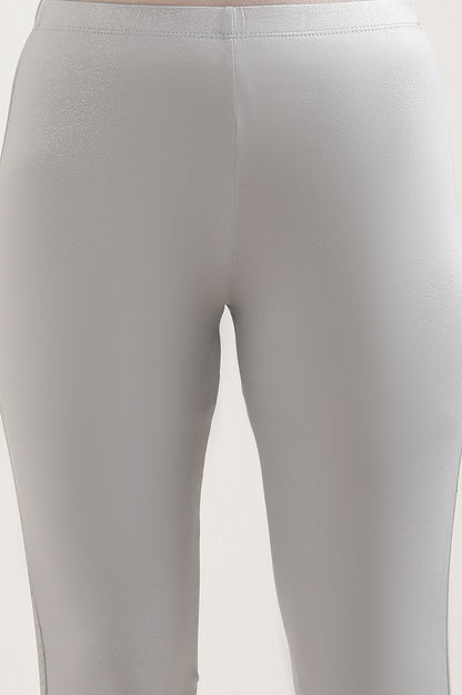 Silver Printed Poly Lycra Tights For Women