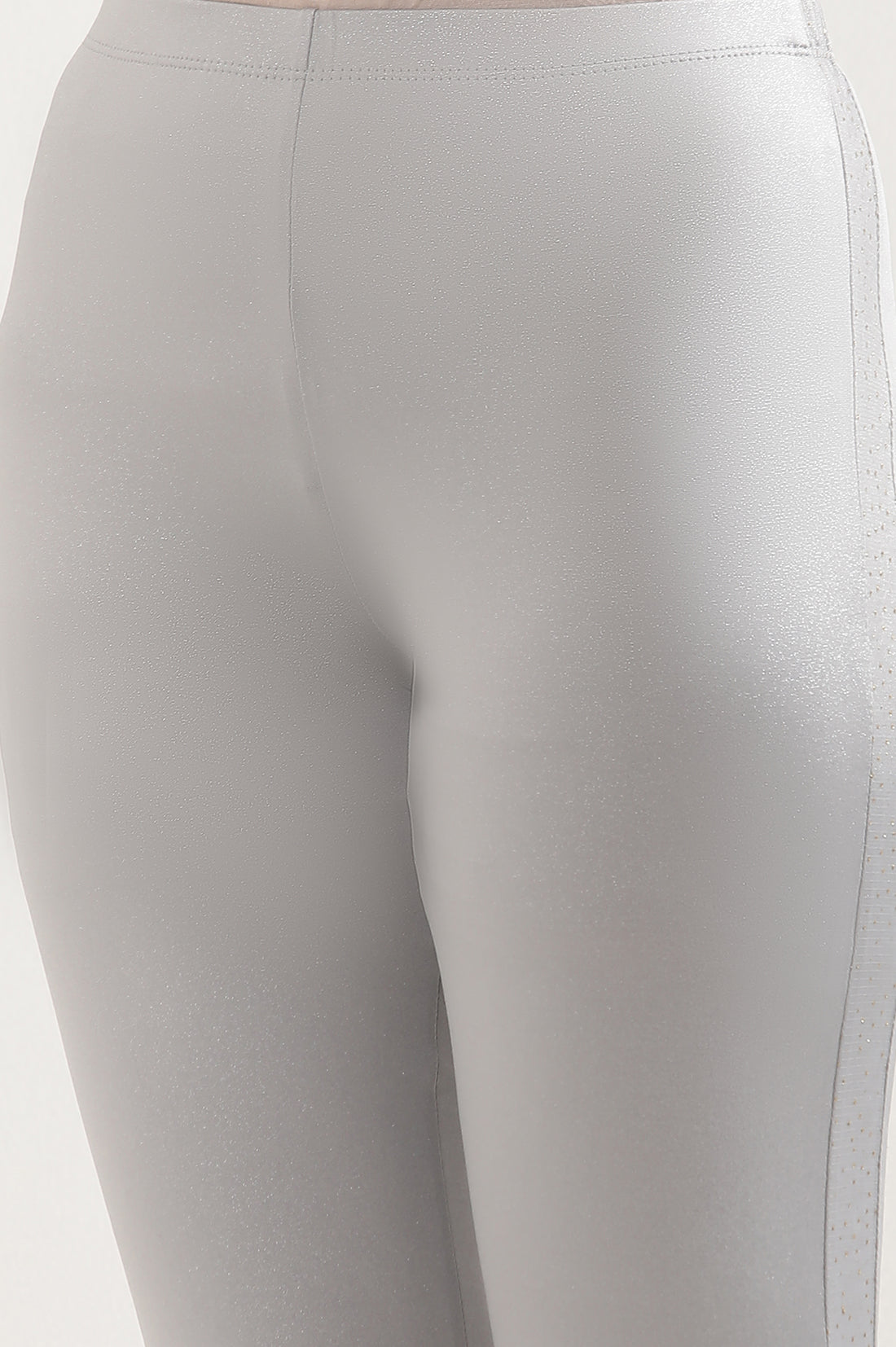Silver Solid Skinny Fit Tights With Elasticated Waist