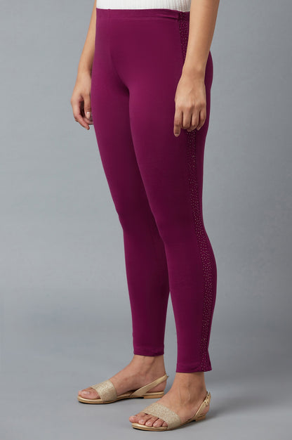 Pink Cotton Lycra Tights For Women