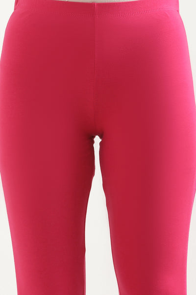 Pink Cotton Lycra Tights For Women