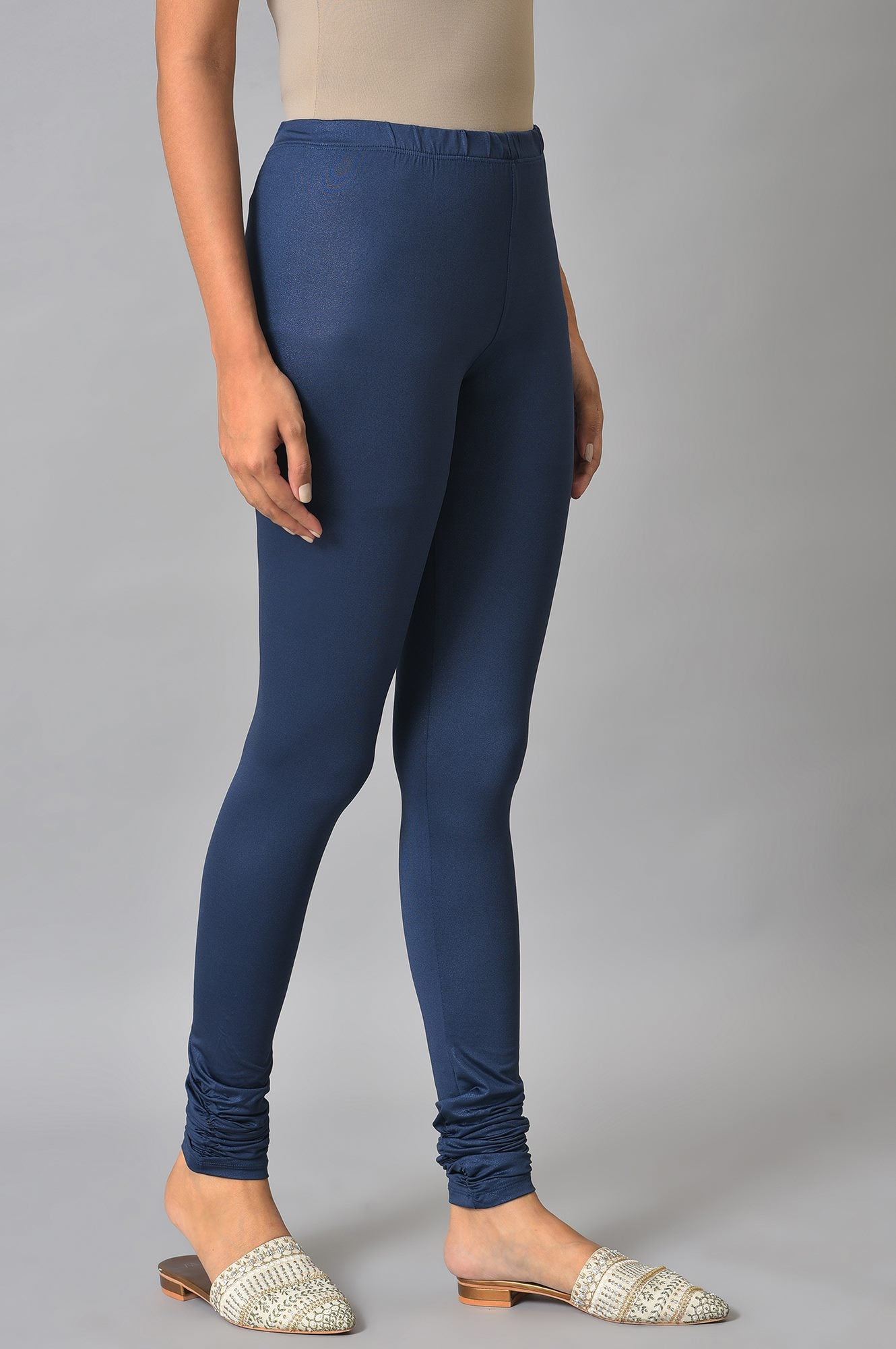 Blue Poly Lycra Women Churidar