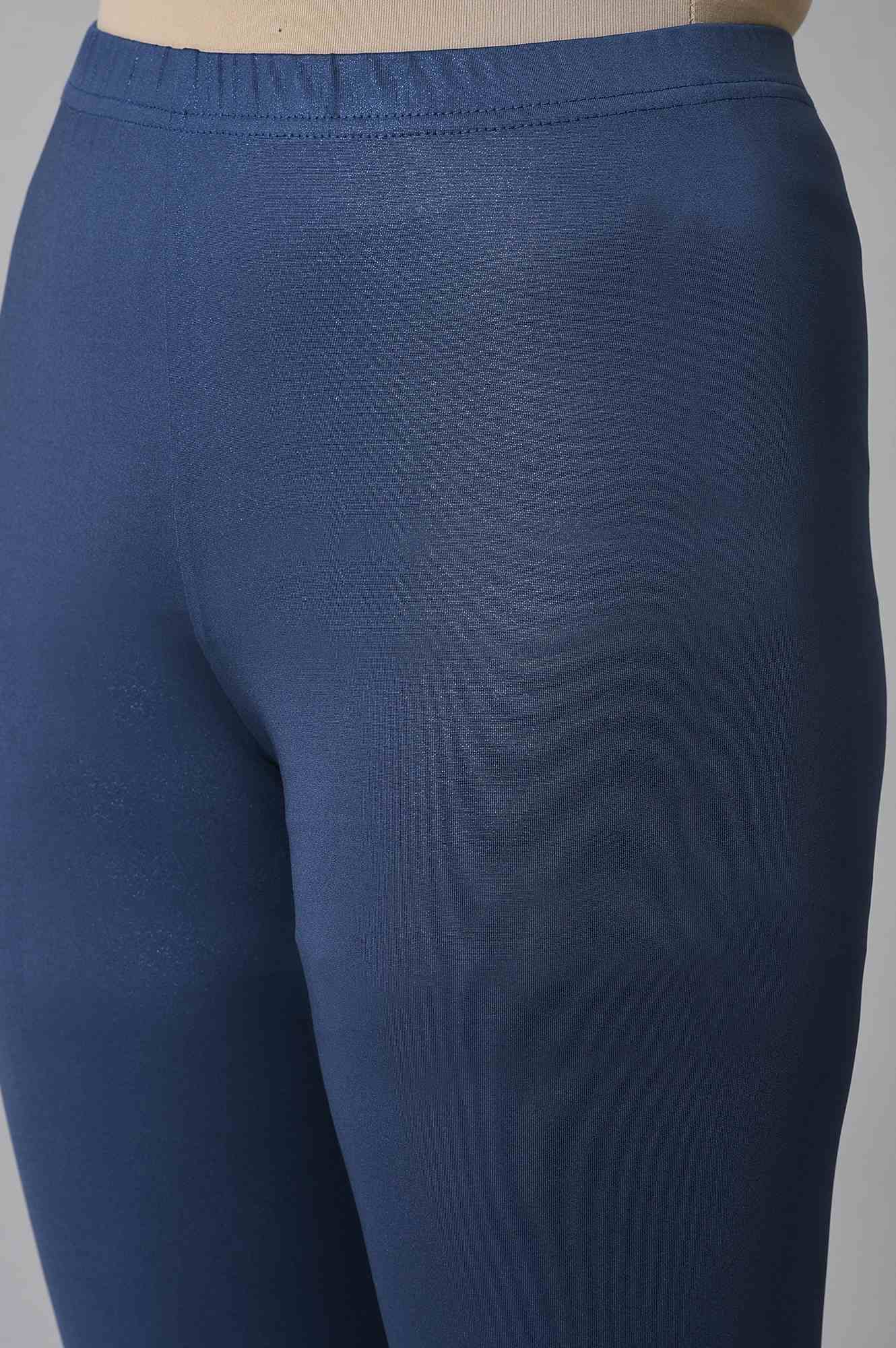 Blue Poly Lycra Women Churidar