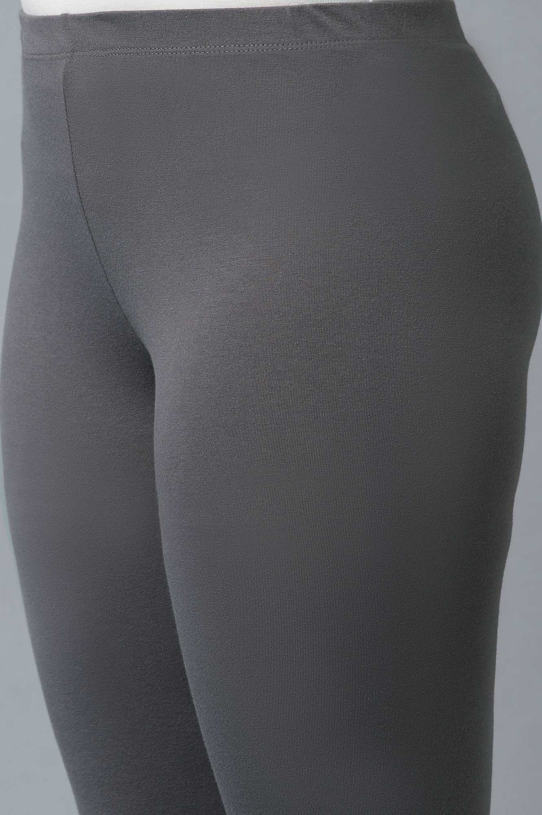 Grey Ankle Length Cotton Lycra Churidar
