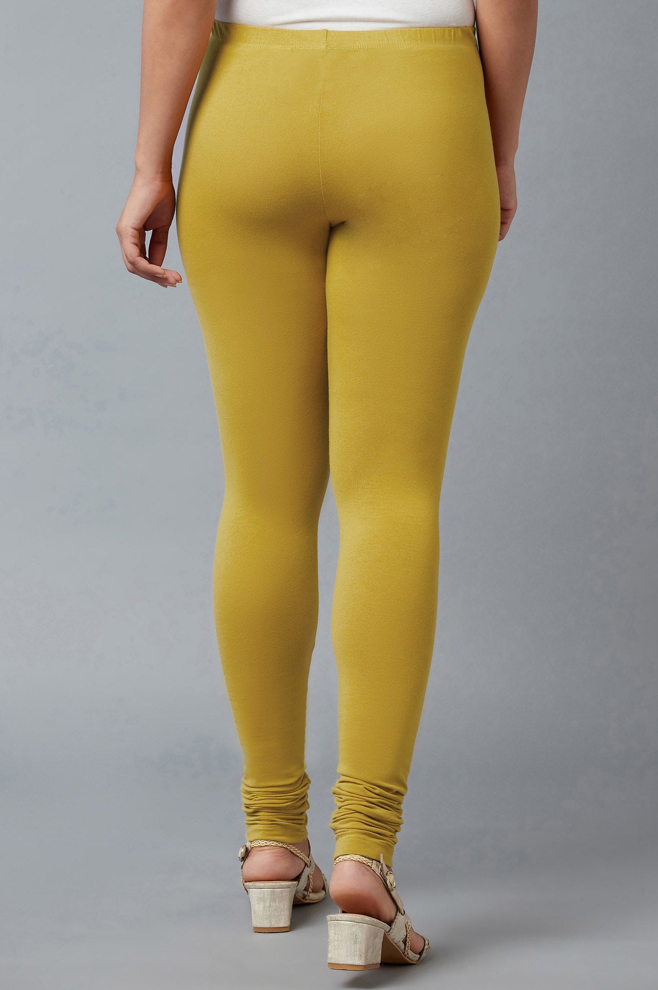 Women Yellow Ankle Length Cotton Lycra Churidar