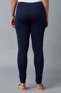 Women Blue Ankle Length Cotton Lycra Churidar