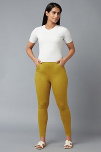 Yellow Yarn-Dyed Knitted Jeggings