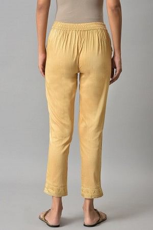 Gold Yarn-Dyed Gathered Trouser Pants