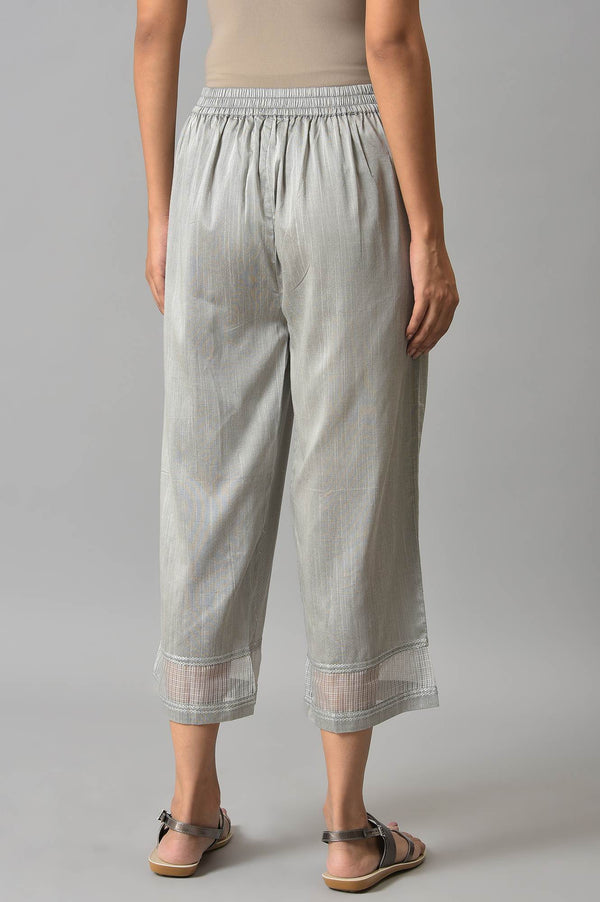 Grey Solid Straight Fit Culottes With Elasticated Waist