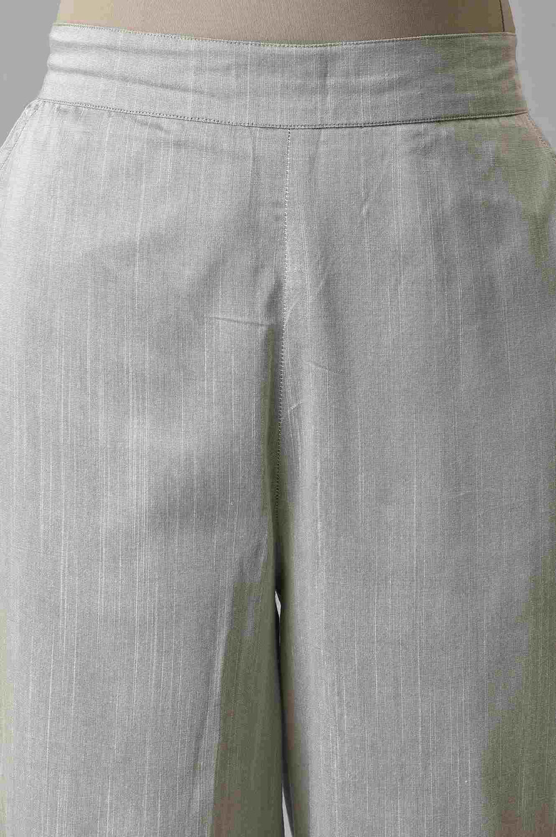 Grey Solid Straight Fit Culottes With Elasticated Waist