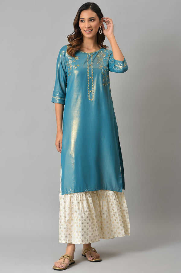 White Floral Printed Flared Silk Palazzo With Elasticated Waist