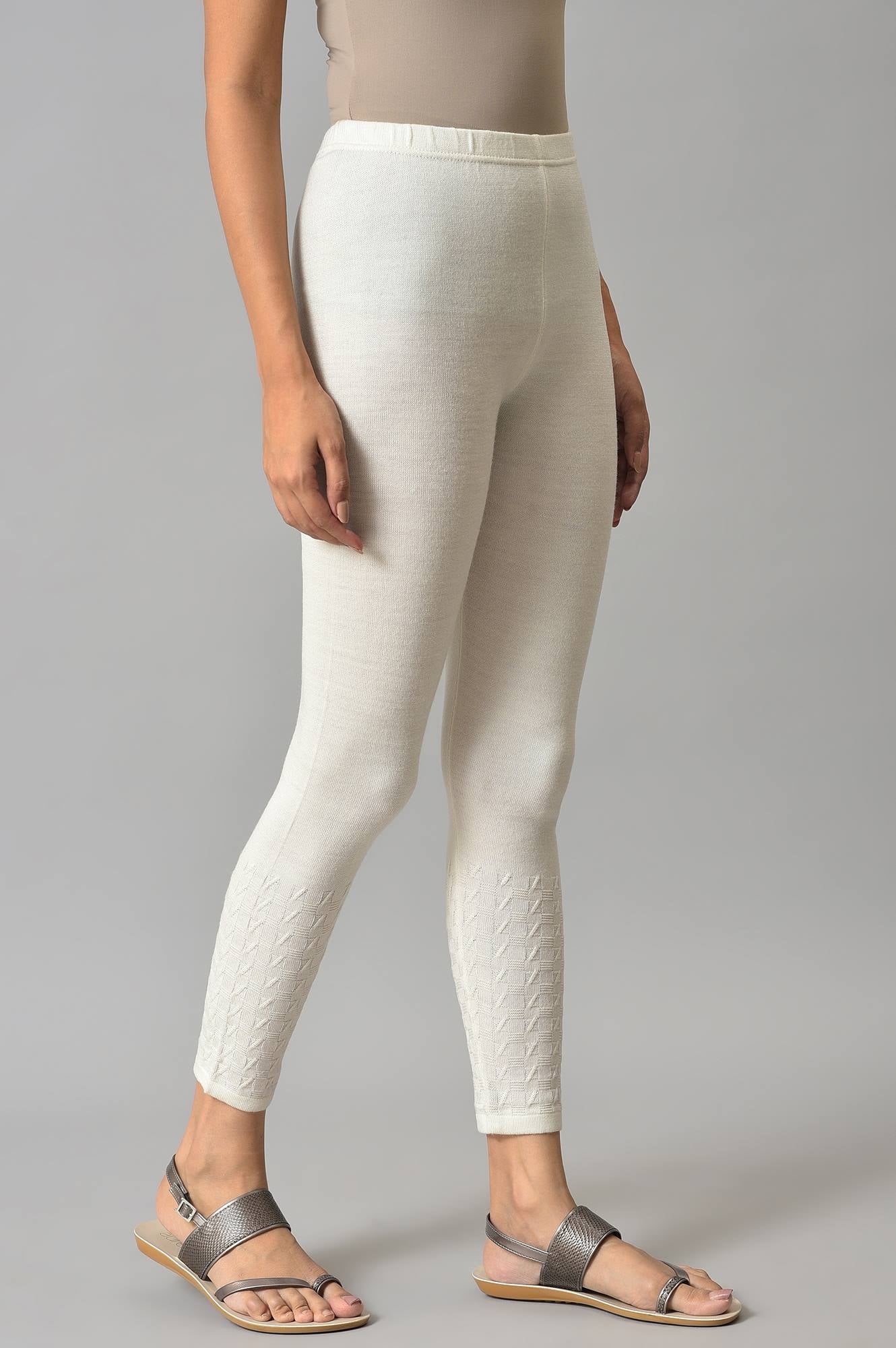 Buy White Solid Skinny Tights With Elasticated Waistband Online