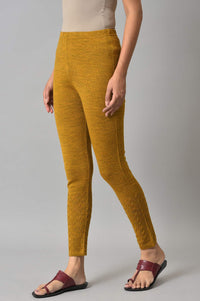 Yellow Knitted Solid Winter Tights