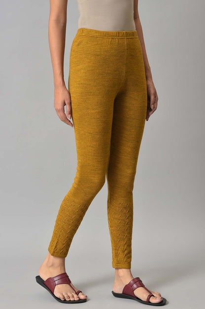 Yellow Knitted Solid Winter Tights