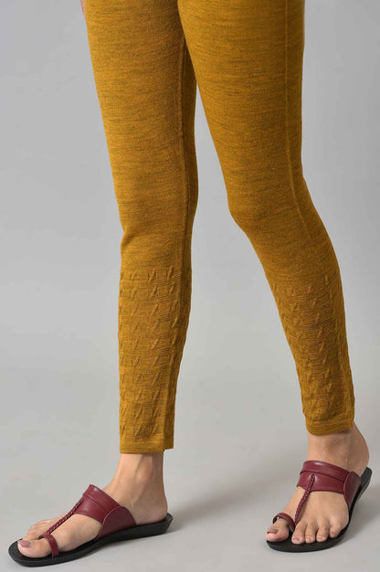 Yellow Knitted Solid Winter Tights