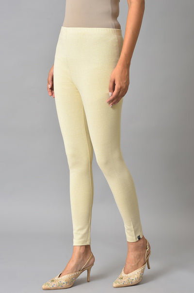 White Knitted Solid Winter Tights