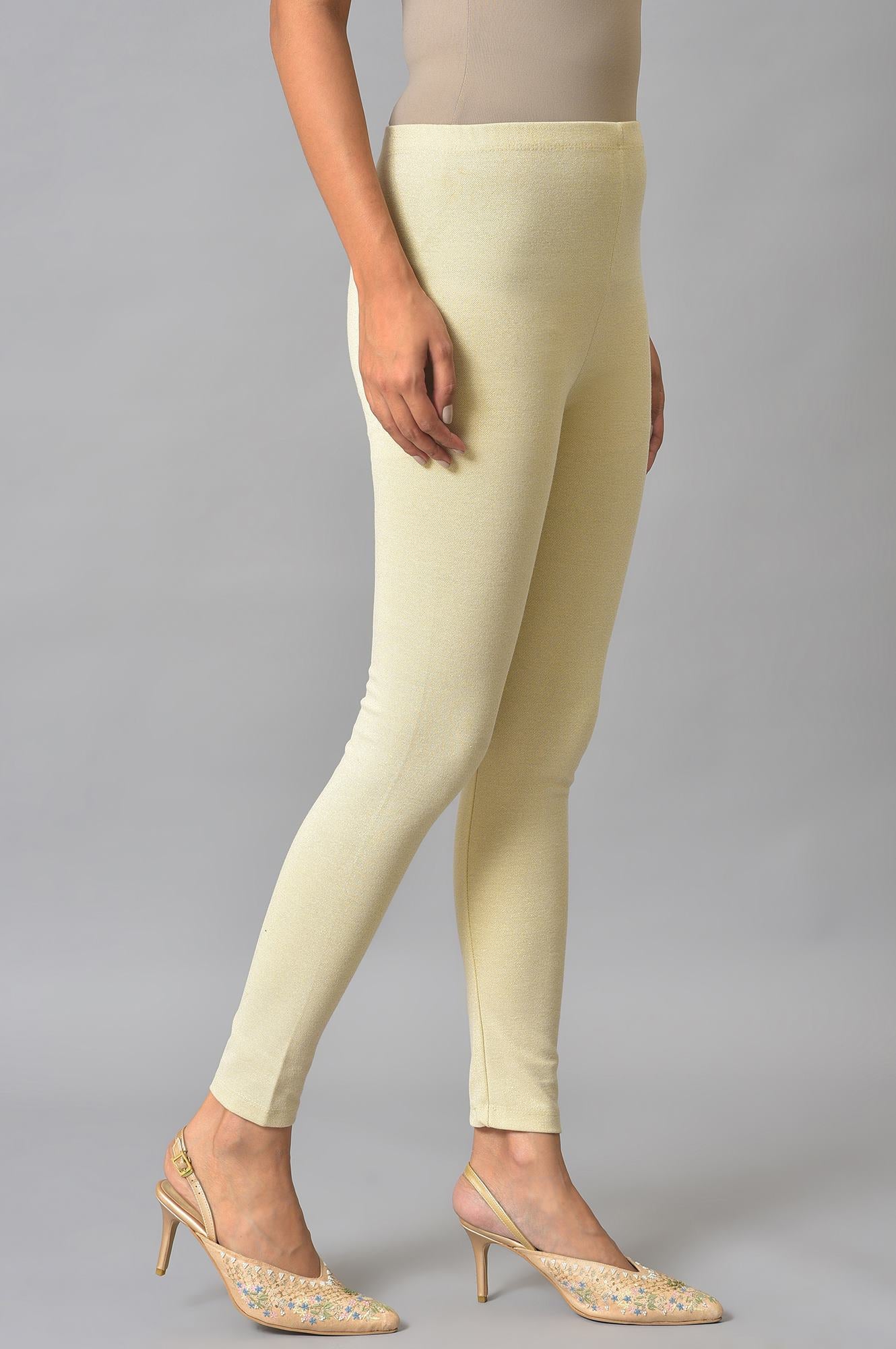 White Knitted Solid Winter Tights