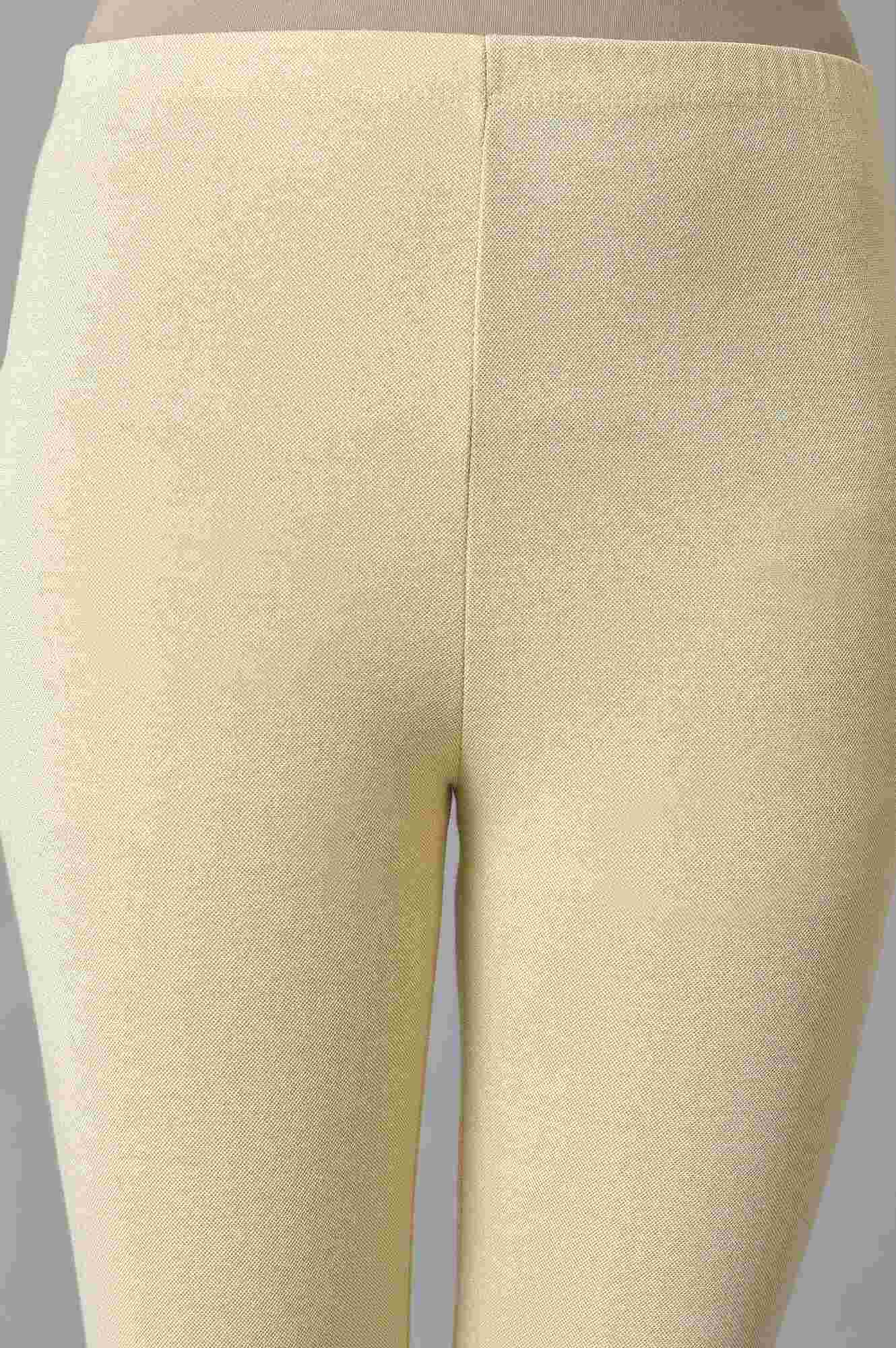 White Knitted Solid Winter Tights