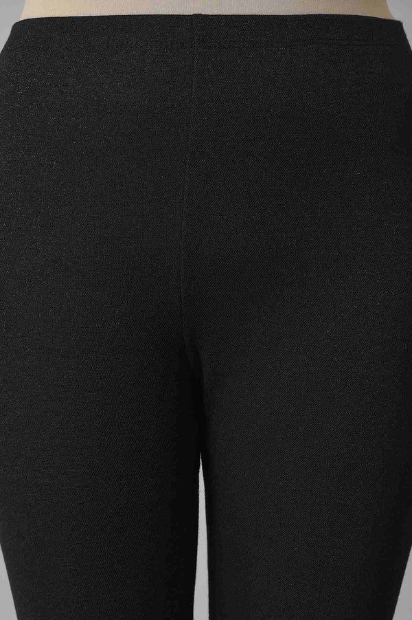 Black Solid Skinny Fit Tights With Elasticated Waist