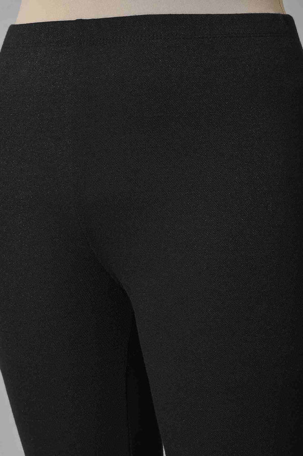 Black Solid Skinny Fit Tights With Elasticated Waist