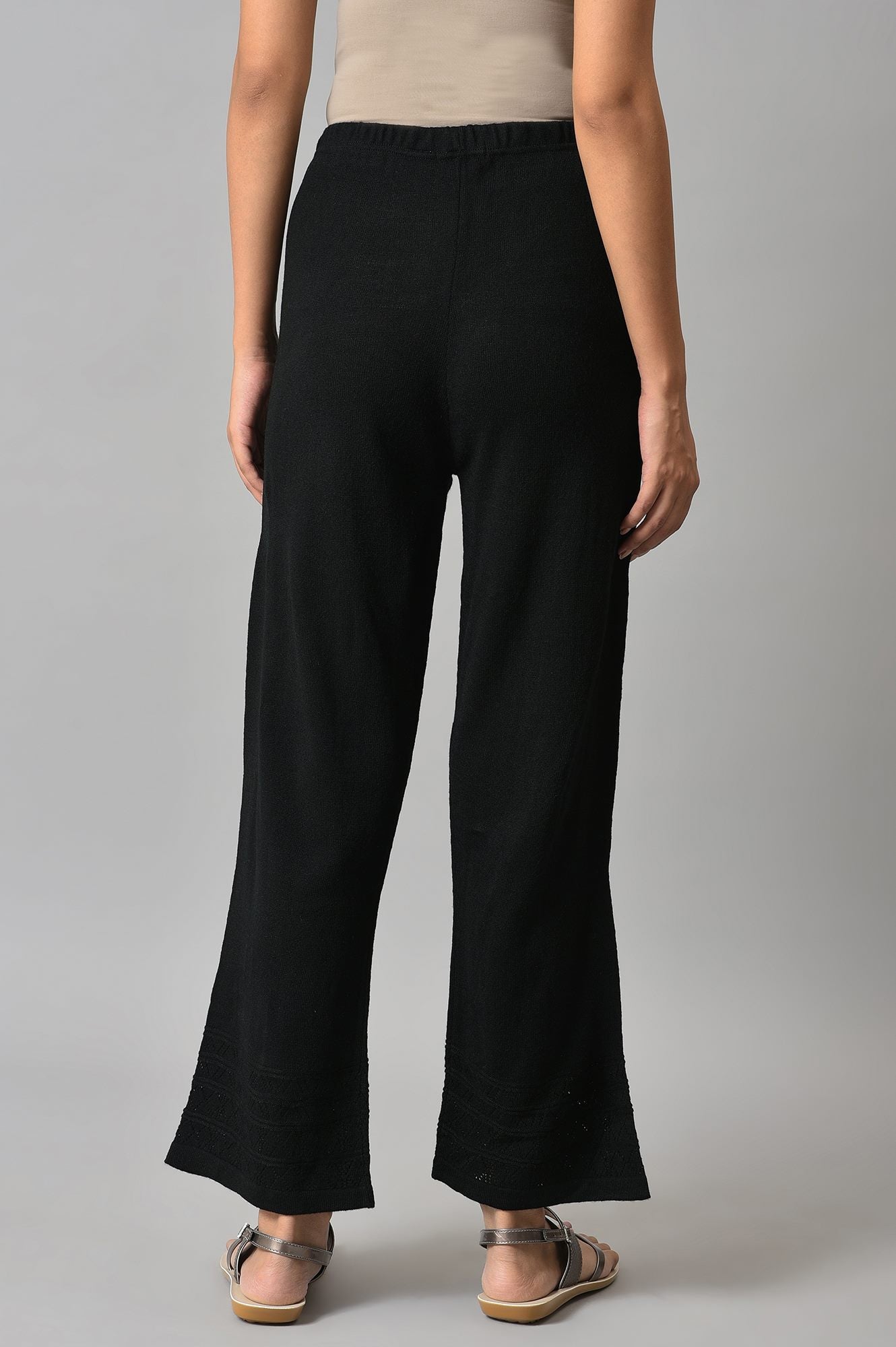 Black Acrylic Knitted Palazzo Pants