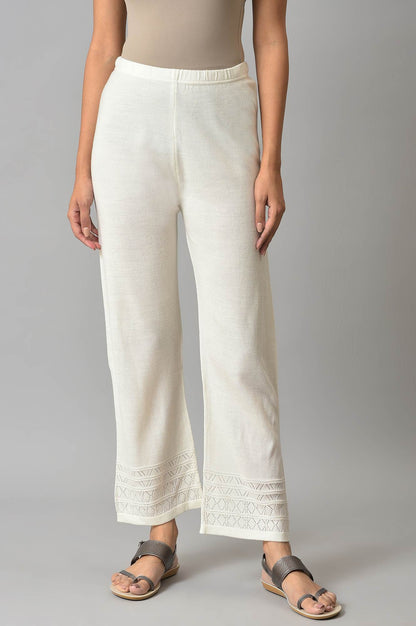 White Acrylic Knitted Palazzo Pants