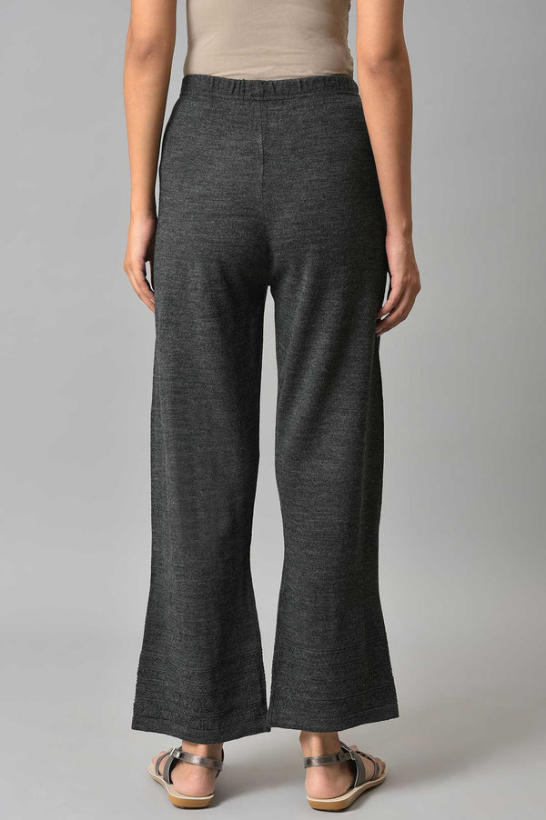 Grey Geometric Straight Fit Palazzo With Elasticated Waist