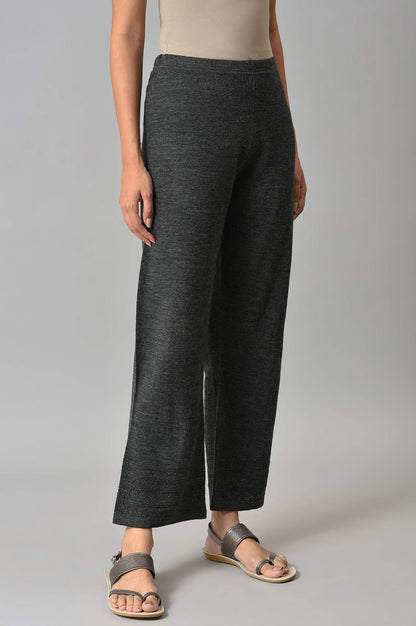 Grey Acrylic Knitted Palazzo Pants