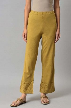 Gold Acrylic Knitted Palazzo Pants