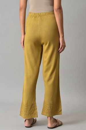 Gold Acrylic Knitted Palazzo Pants