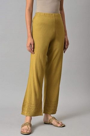 Gold Geometric Straight Fit Palazzo With Elasticated Waist