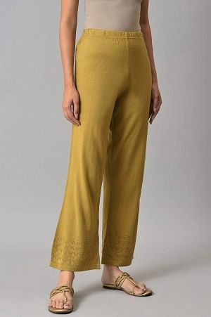 Gold Acrylic Knitted Palazzo Pants