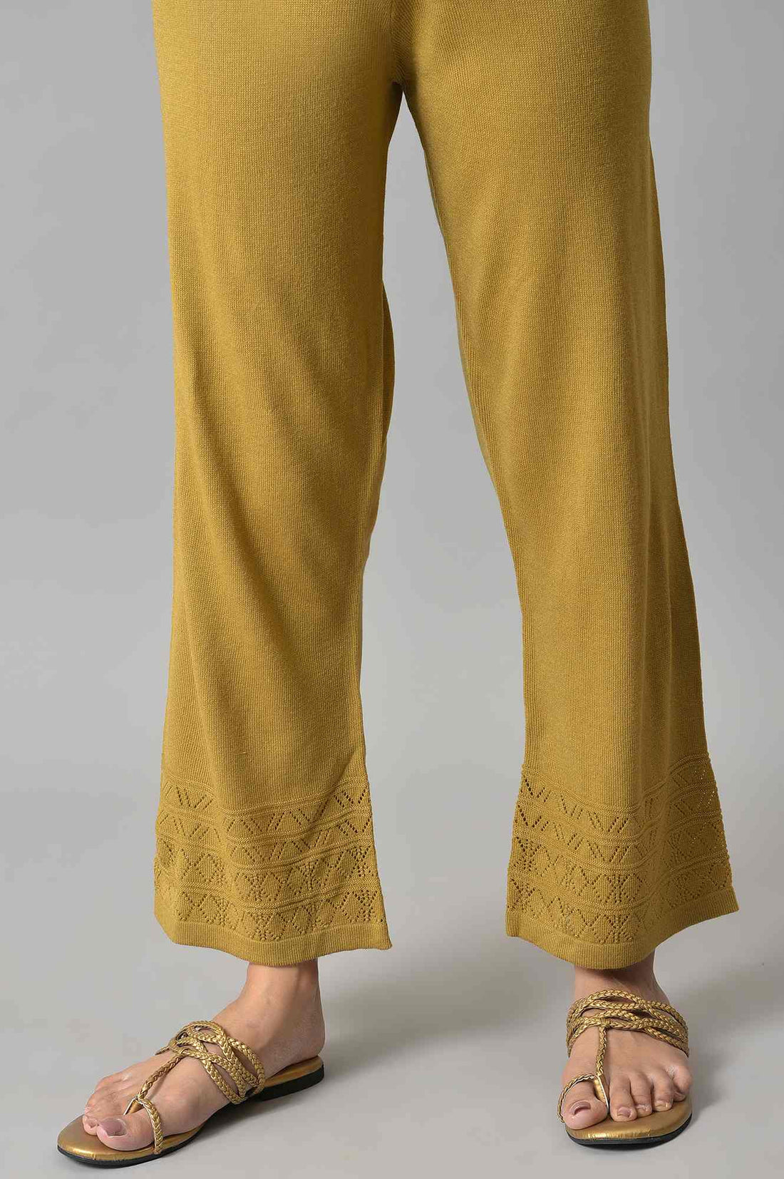 Gold Geometric Straight Fit Palazzo With Elasticated Waist