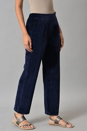 Blue Straight Winter Trousers