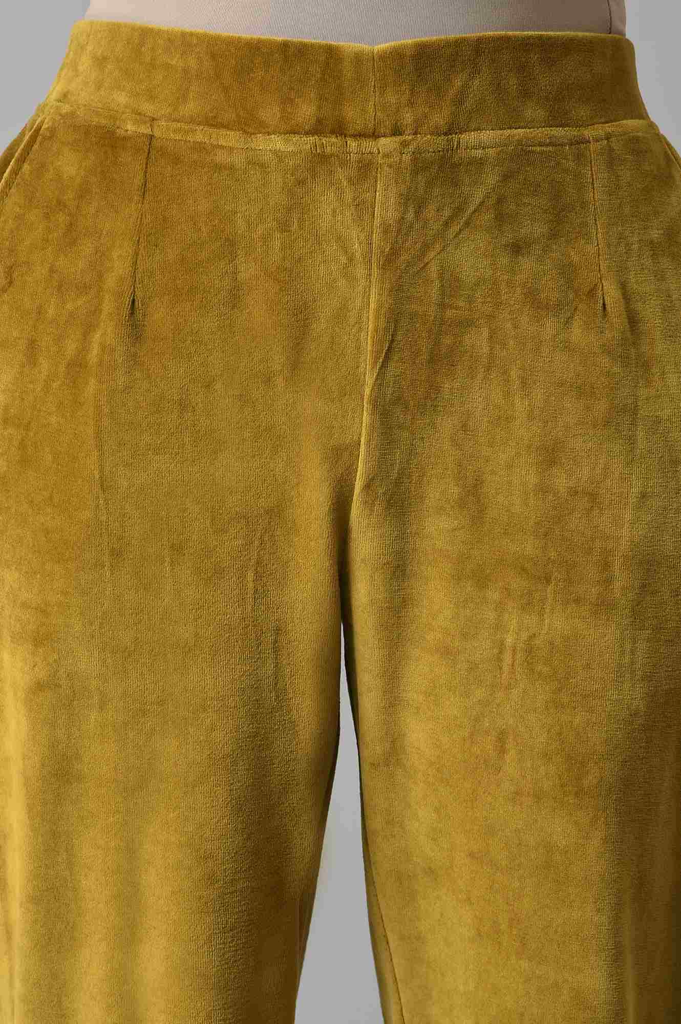 Green Straight Winter Trousers