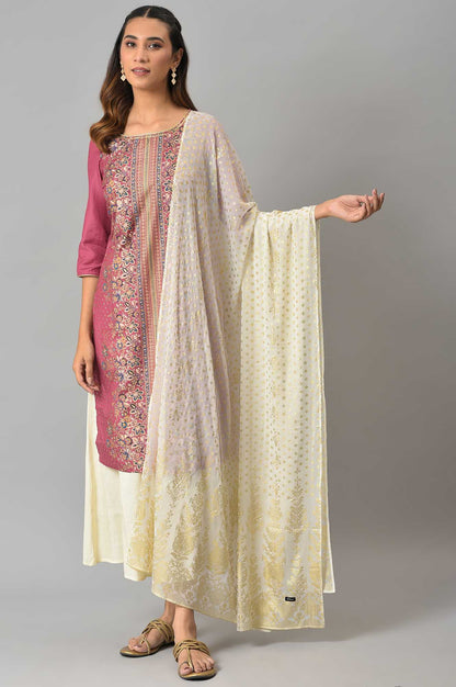 White Silver Chiffon Printed Dupatta