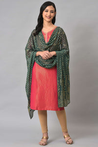 Green Silver Chiffon Printed Dupatta