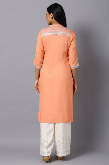 Peach Mughal Printed kurta