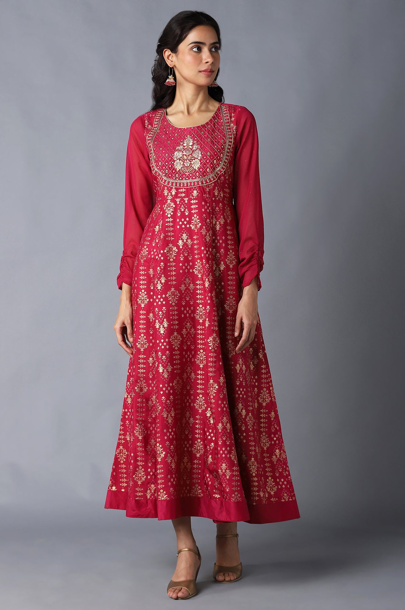 mughal dress for ladies Buy Pink Mughal Print Ethnic Dress Online for Woman