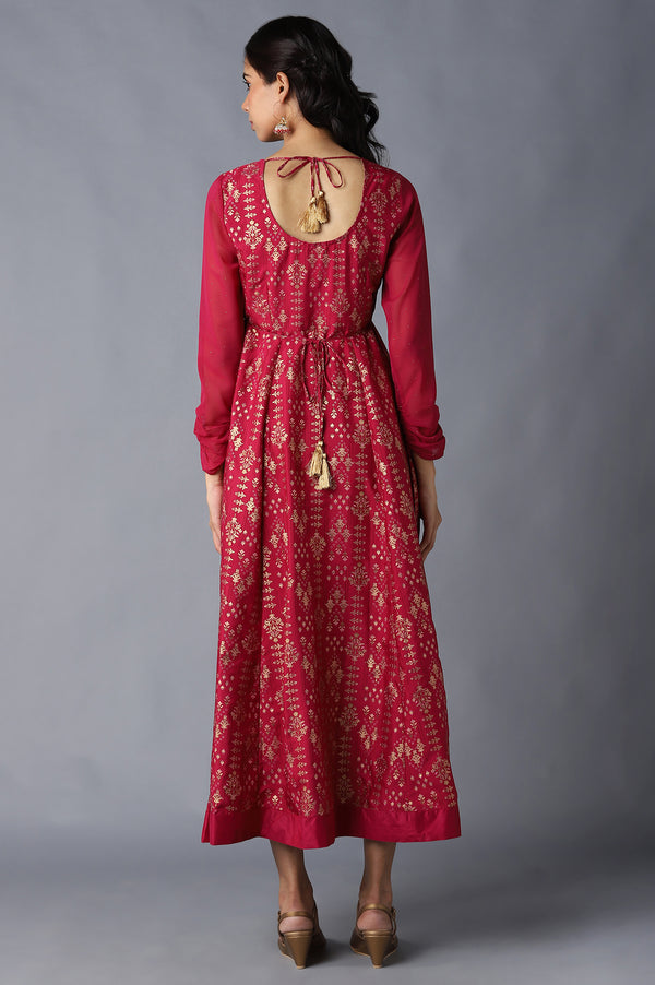 Pink Mughal Print Ethnic Dress