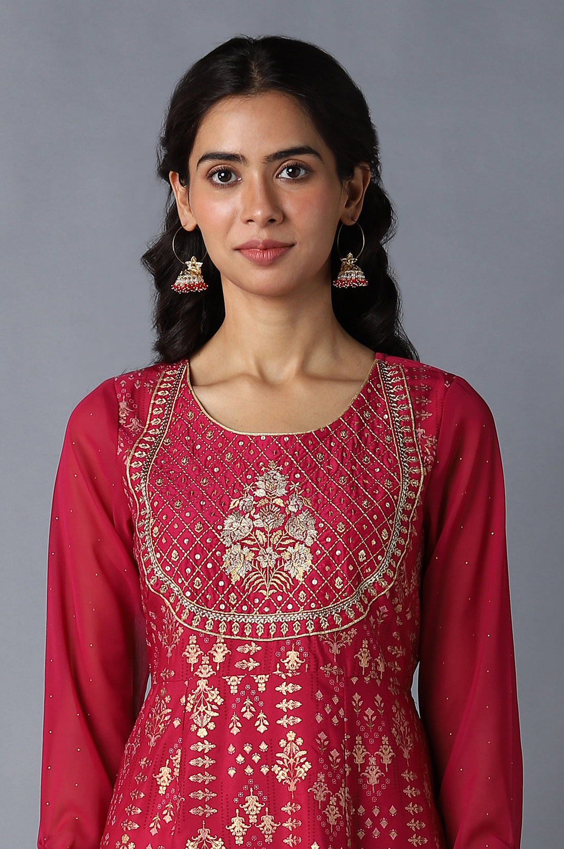 Pink Mughal Print Ethnic Dress