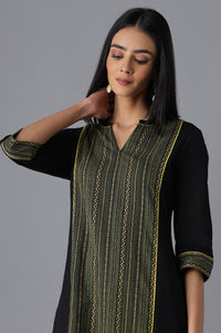 Black Geometric Printed Pure Cotton Straight Kurta and Palazzo Co-ord Set