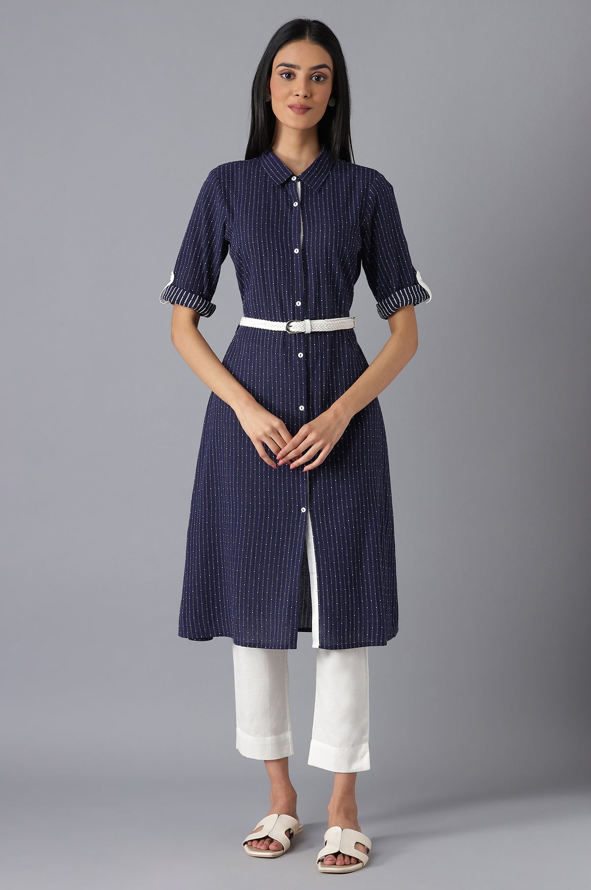 Elleven Women's Navy Casual Kurta - XS