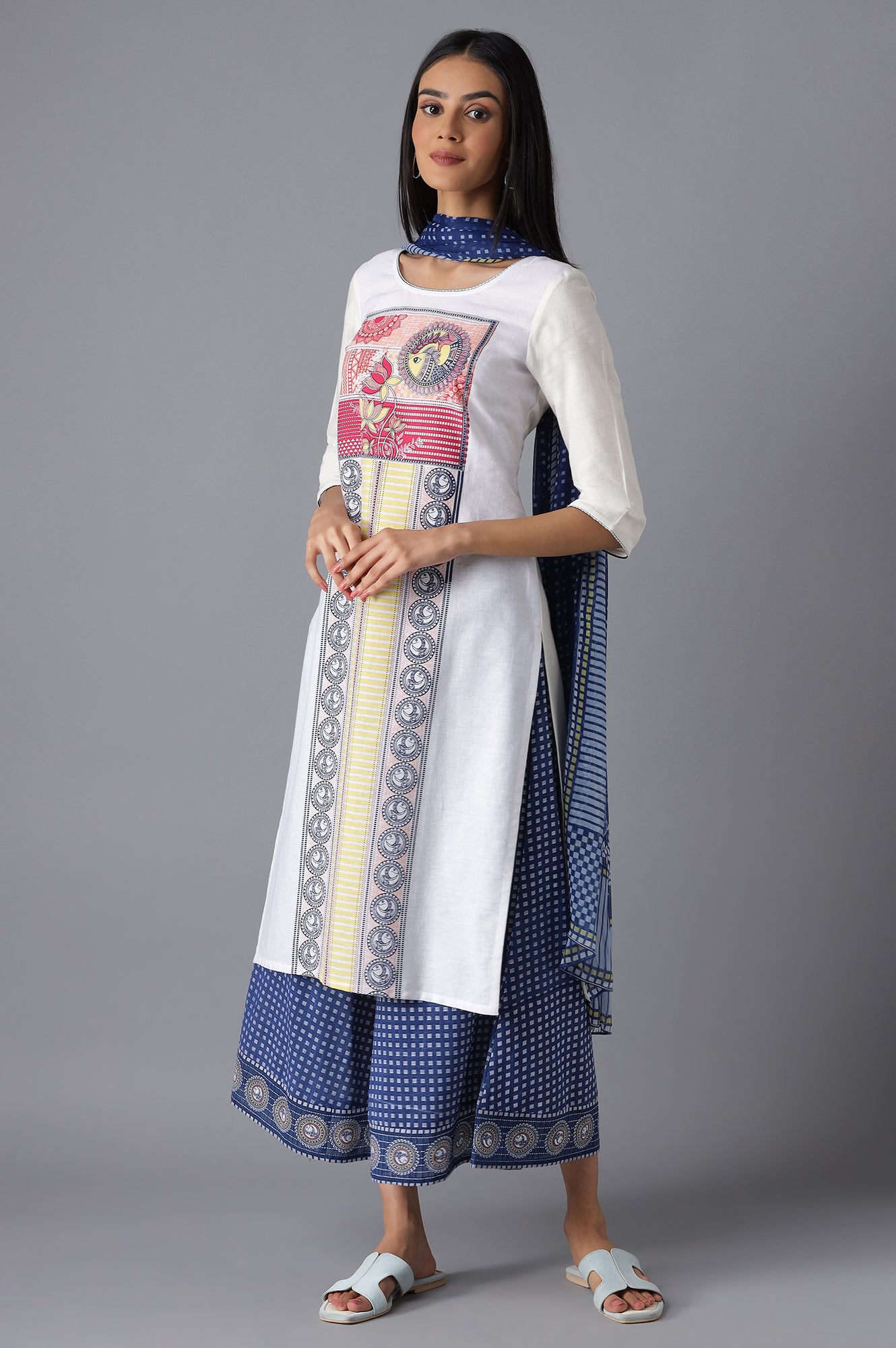 White Printed kurta