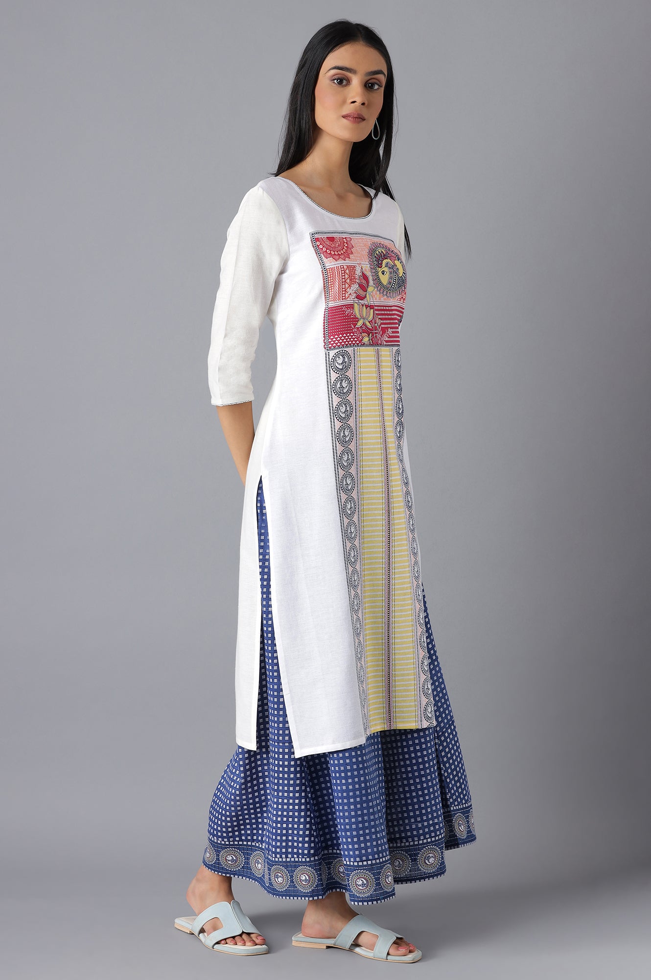 White Printed kurta