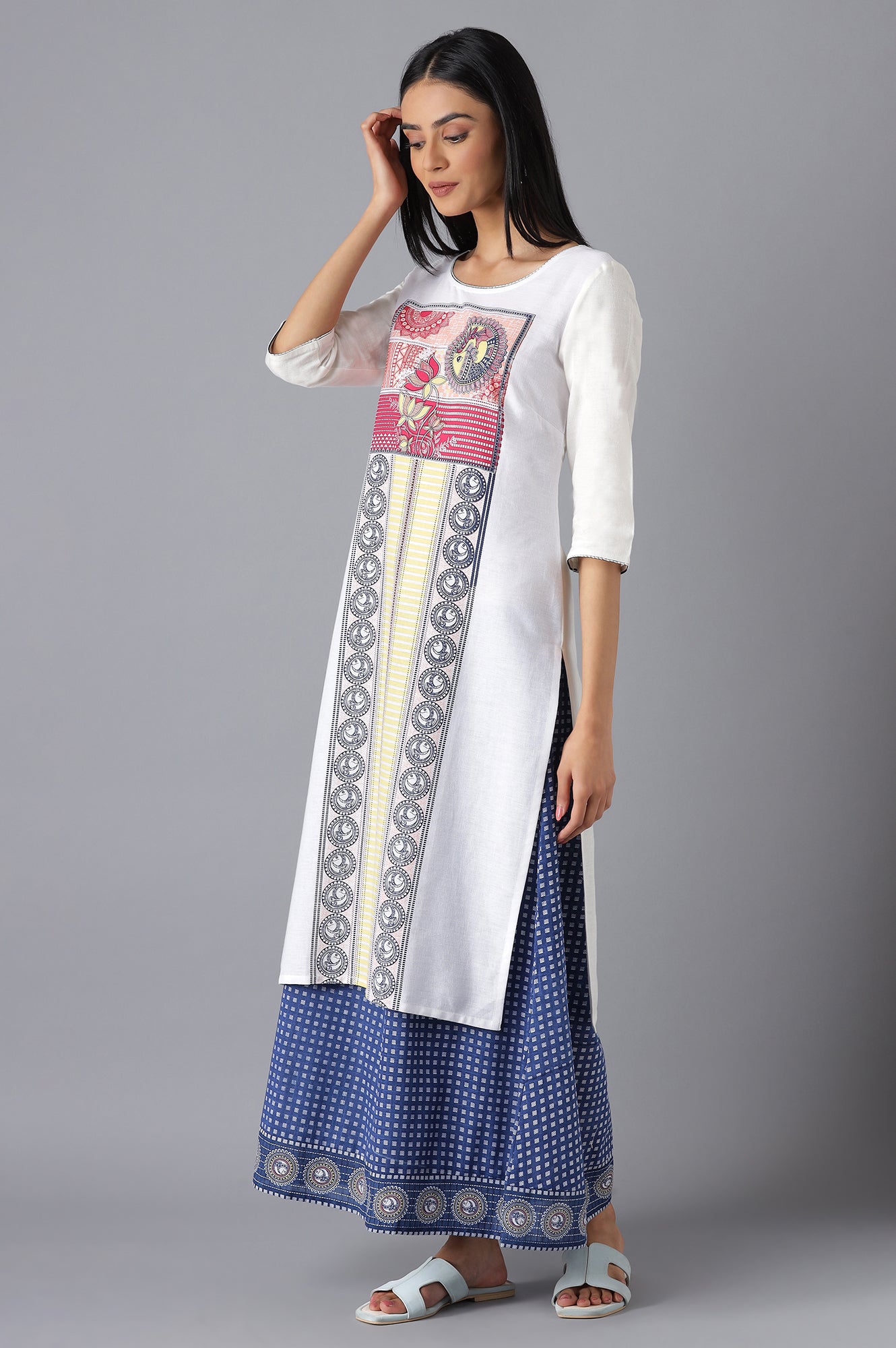 White Printed kurta