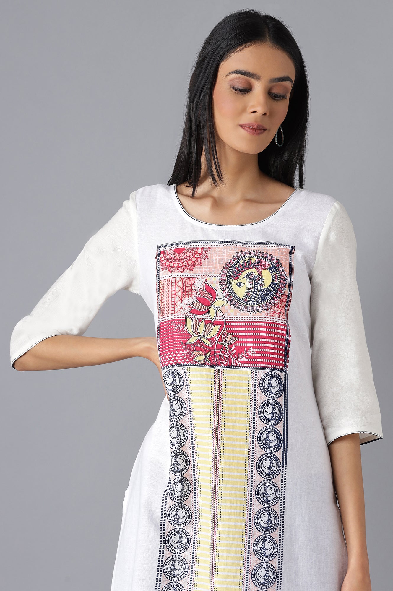 White Printed kurta