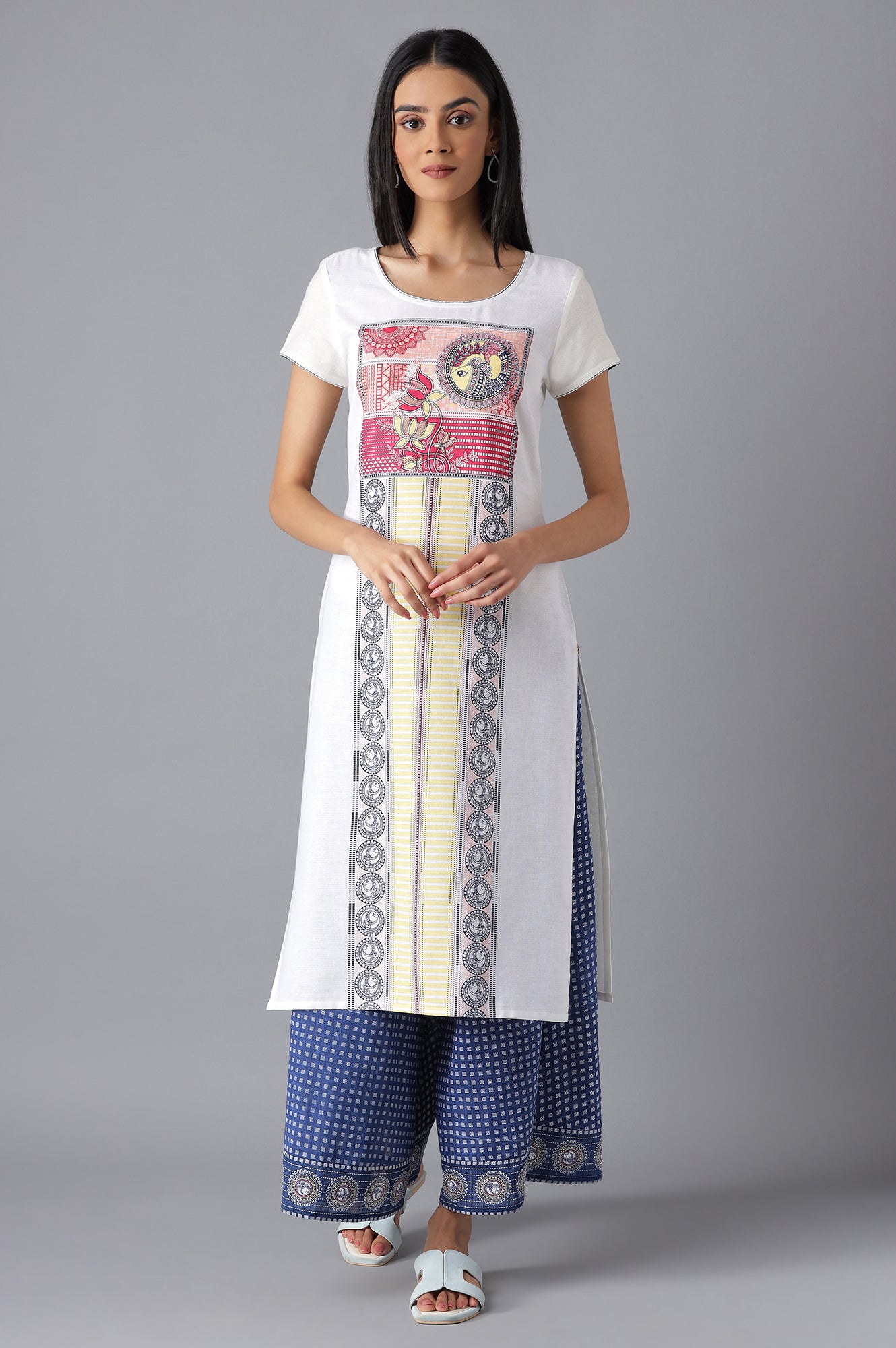 White Printed kurta