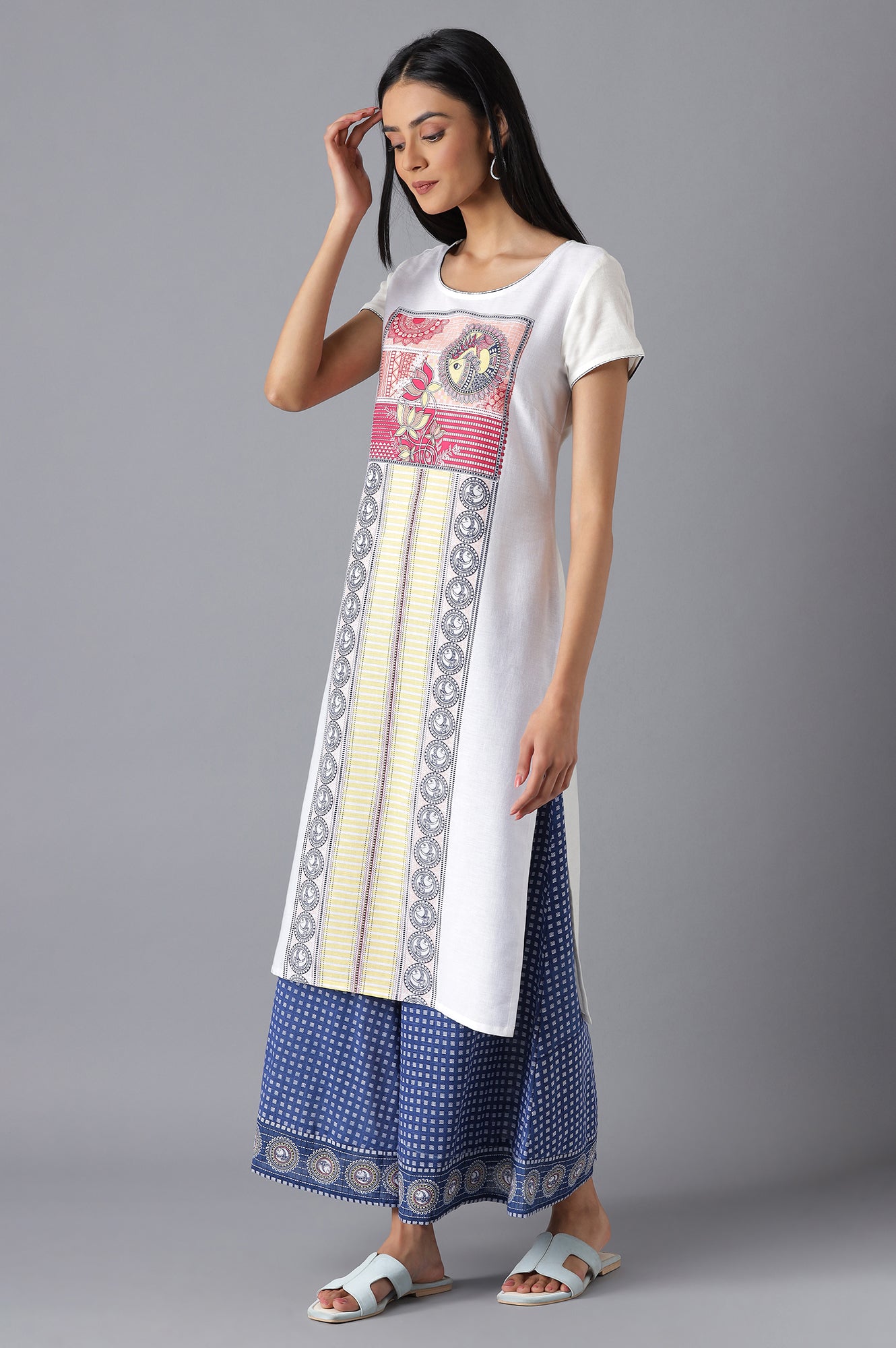 White Printed kurta