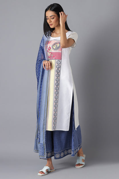 White Printed kurta